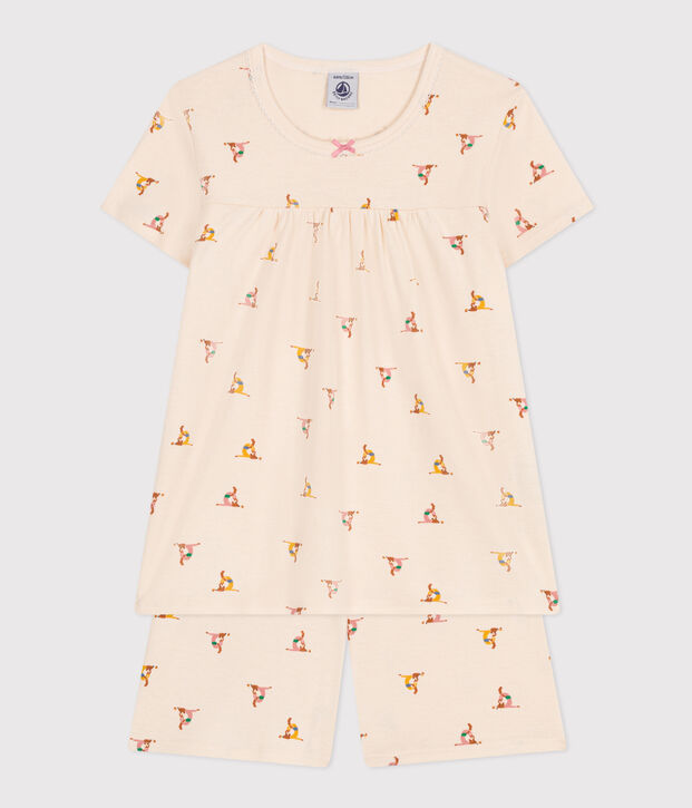 Kurzer Kinderpyjama aus Baumwolle mit Tier-Printmotiv naturfarben/vielfarbig