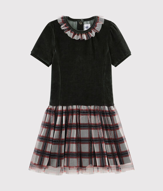 Kurzärmeliges Kinderkleid für Mädchen schwarz NOIR/weiss MULTICO