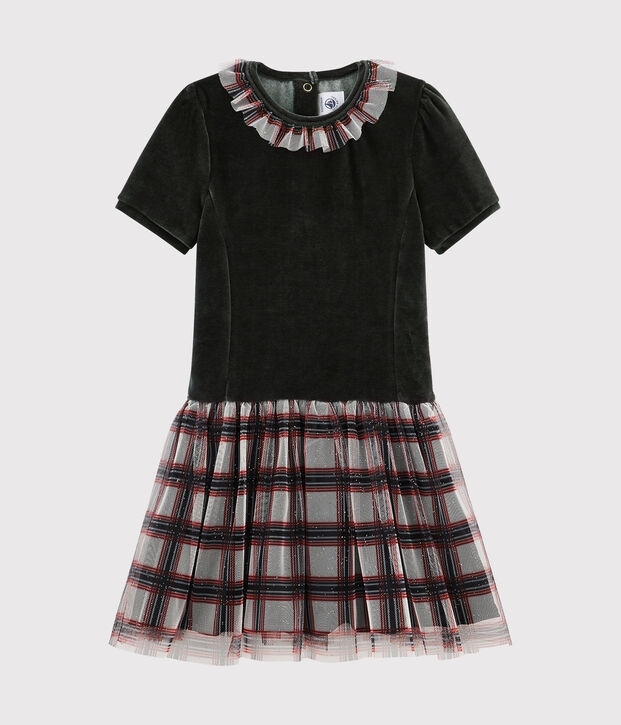 Kurz&auml;rmeliges Kinderkleid f&uuml;r M&auml;dchen schwarz/vielfarbig