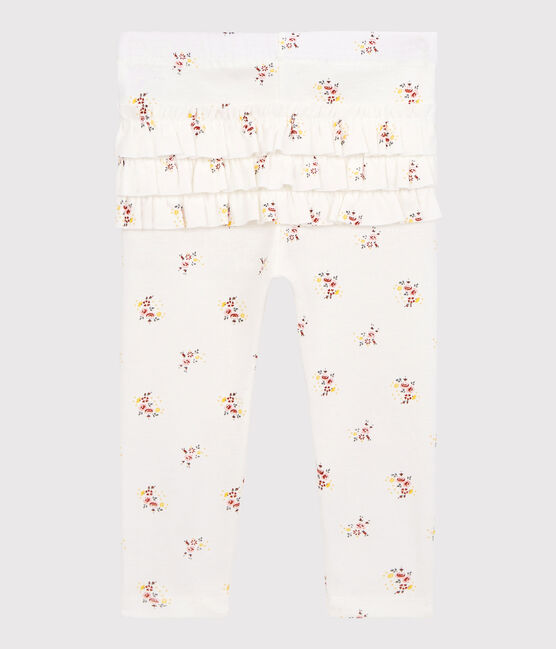 Bedruckte Baby-Leggings aus Baumwolle für Mädchen weiss MARSHMALLOW/weiss MULTICO