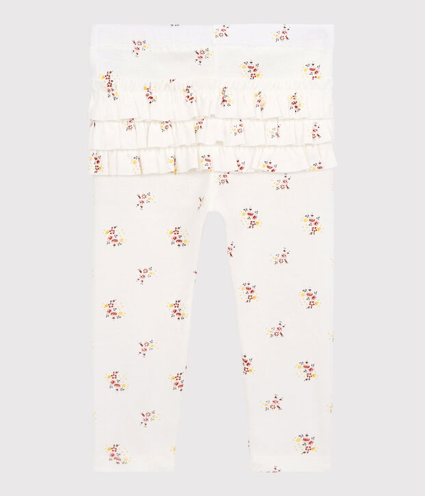 Bedruckte Baby-Leggings aus Baumwolle f&uuml;r M&auml;dchen weiss/vielfarbig