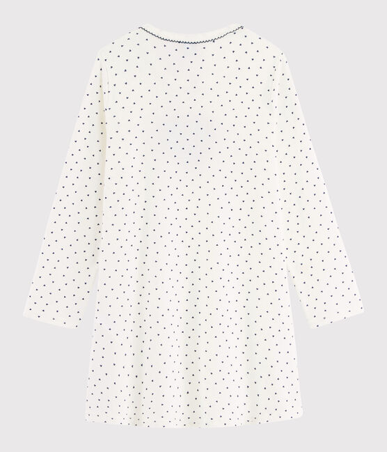 Nachthemd mit Mini-Herzchen für Mädchen weiss MARSHMALLOW/blau MEDIEVAL