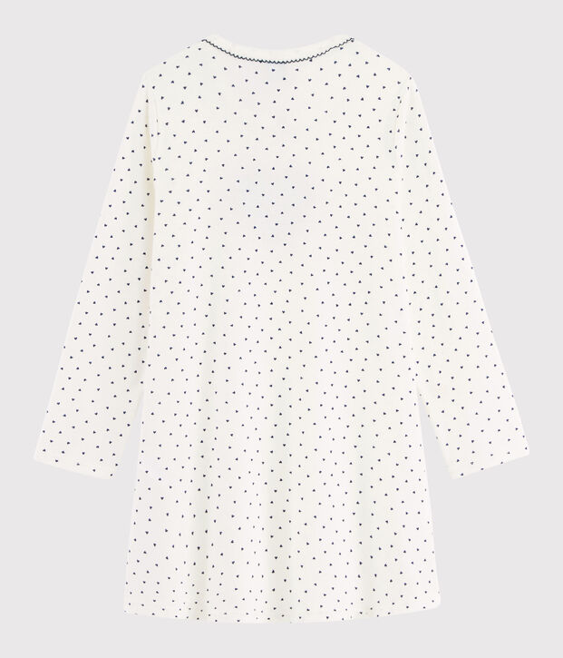 Nachthemd mit Mini-Herzchen f&uuml;r M&auml;dchen weiss/blau
