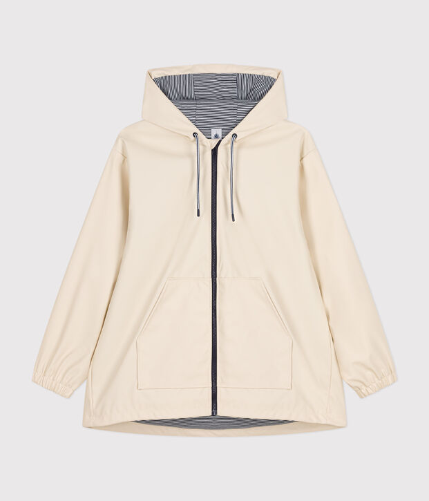 Damen-Regenjacke mit Kapuze naturfarben
