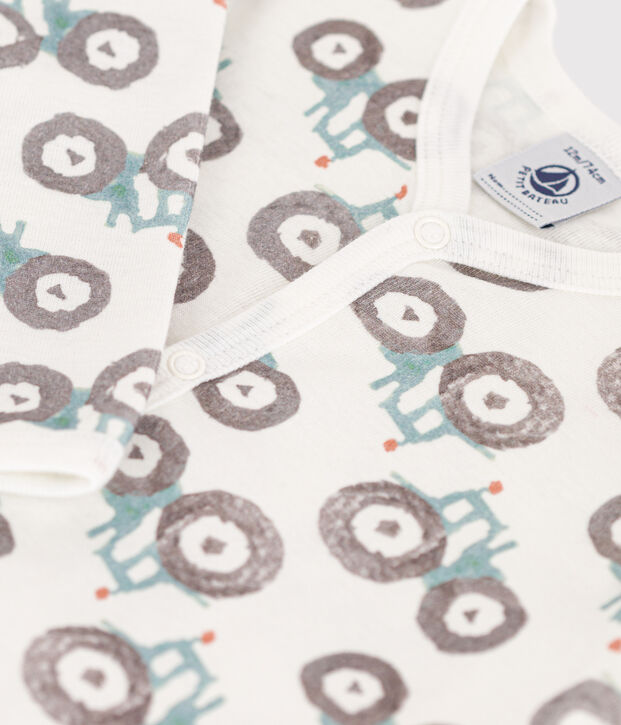 Strampler aus Baumwolle ohne F&uuml;&szlig;e weiss/vielfarbig