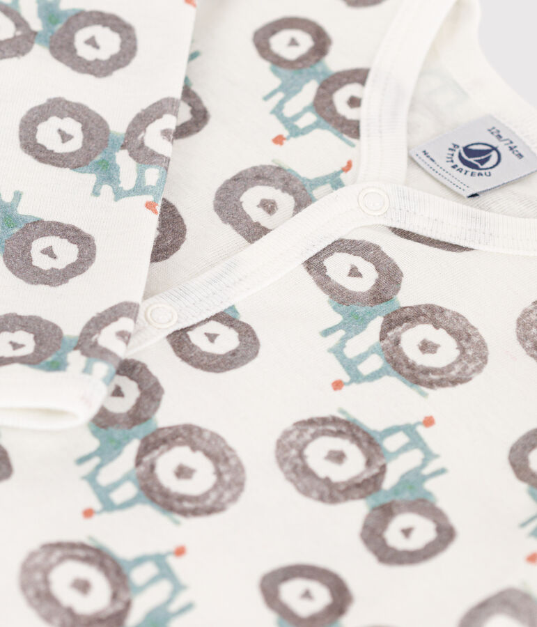 Strampler aus Baumwolle ohne F&uuml;&szlig;e weiss/vielfarbig