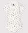 Kurzärmeliger Baby-Body aus Baumwolle mit Printmuster für Jungen weiss MARSHMALLOW/blau SMOKING