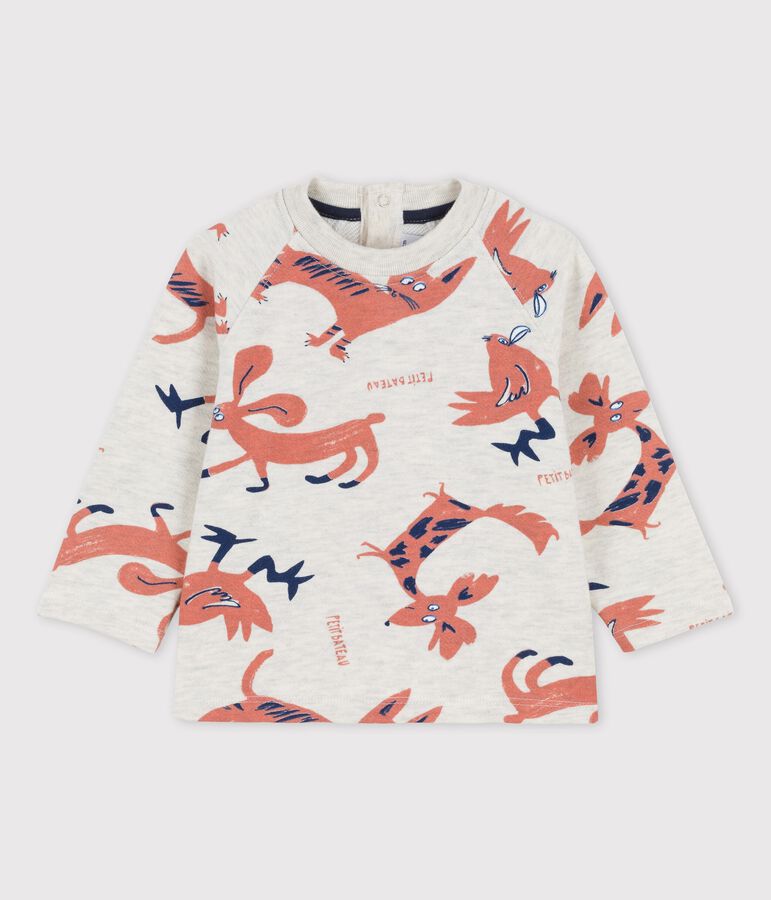 Baby-Sweatshirt aus Molton mit Tierprint beige/vielfarbig