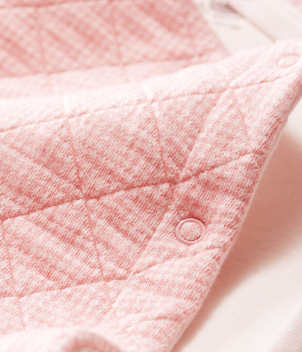 Langer Baby-Overall aus gestepptem Doppeljersey rosa/weiss