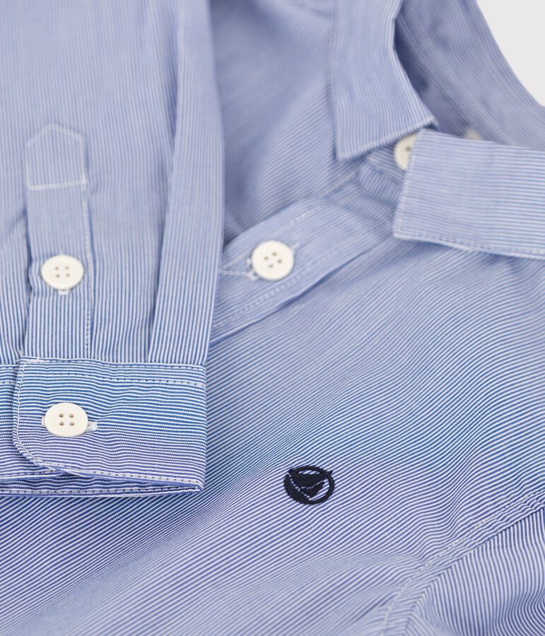 Kinder-Hemd aus Popeline f&uuml;r Jungen blau/weiss