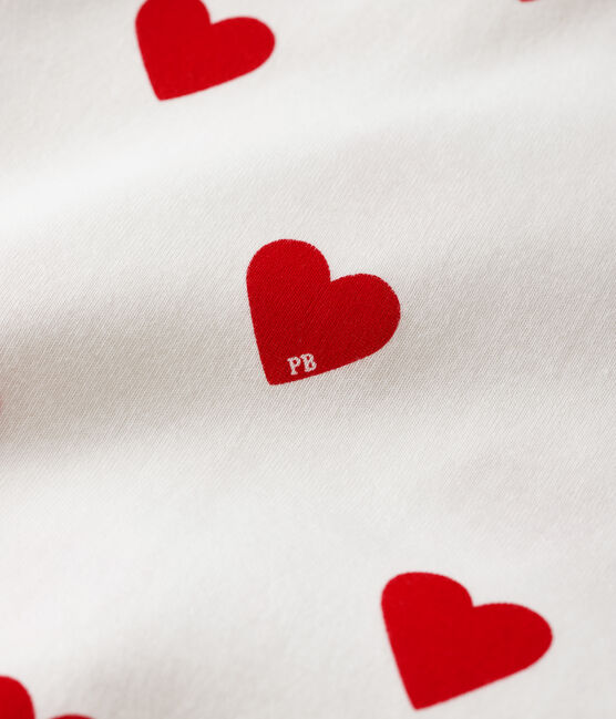 Kinderpyjama aus Rippstrick mit Herzchenmotiv weiss MARSHMALLOW/rot TERKUIT