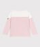 Langärmeliges Kinder-T-Shirt "Marinière" aus Baumwolle weiss MARSHMALLOW/rosa CHARME