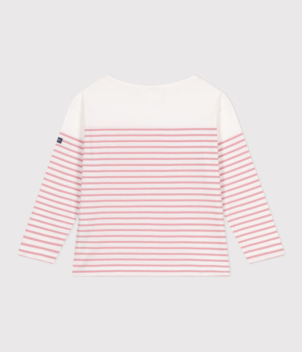 Lang&auml;rmeliges Kinder-T-Shirt Marini&egrave;re aus Baumwolle weiss/rosa