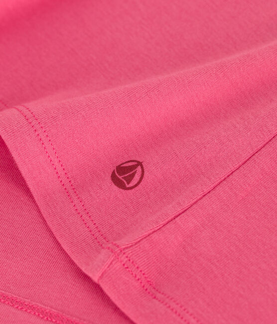 Damen-T-Shirt L'Iconique aus einfarbiger Baumwolle rosa PEONIA