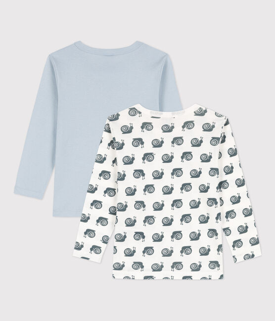 2er-Set langärmelige weiße T-Shirts aus Baumwolle mit Schneckenmotiv für Jungen variante 1