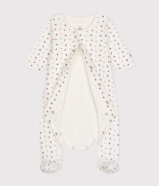 Bodyjama für Babys, aus Doppeljersey mit kleinem Herzmuster weiss MARSHMALLOW/weiss MULTICO