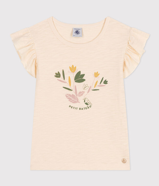 T-Shirt aus geflammtem Jersey Kinder/M&auml;dchen naturfarben