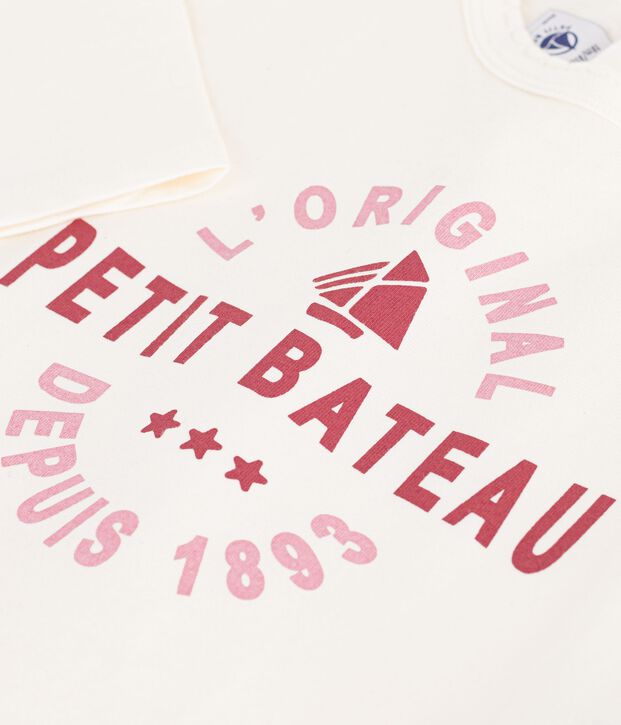 Lang&auml;rmeliges Baby T-Shirt aus einfarbiger Baumwolle mit Motiv MILK