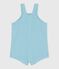 Kurzbeinige Baby-Latzhose aus einfarbigem Musselin-Stoff blau AQUATIC