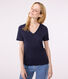 Kurzärmeliges Damen-T-Shirt L'ICONIQUE aus einfarbigem Rippstrick