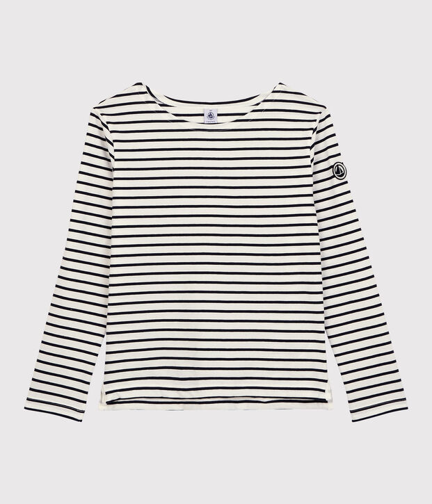 Leichtes Streifenshirt aus Baumwolle Damen weiss/blau