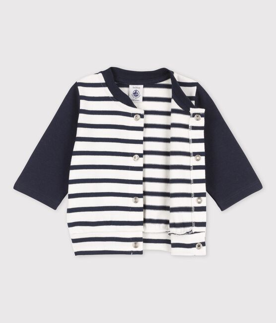 Baby-College-Jacke aus Jersey weiss MARSHMALLOW/blau SMOKING