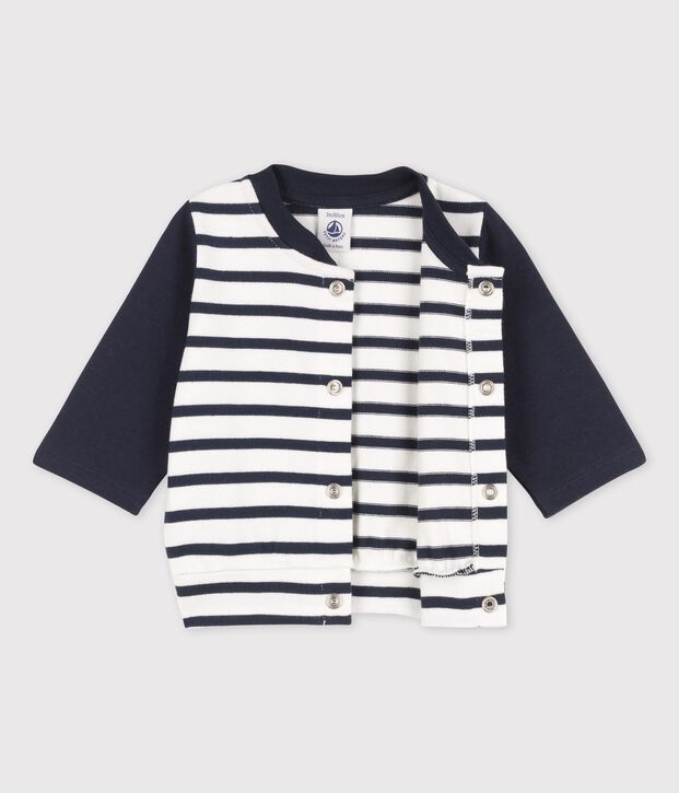 Baby-College-Jacke aus Jersey weiss/blau
