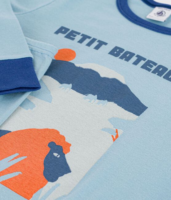 Kinder-Pyjama aus einfarbiger Baumwolle mit Savannen-Motiv grün MIMI