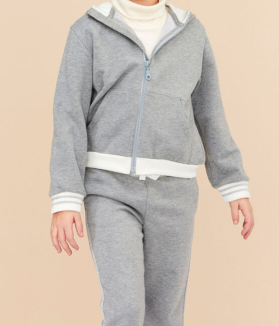 Kinder-Kapuzensweatshirt für Mädchen grau SUBWAY CHINE