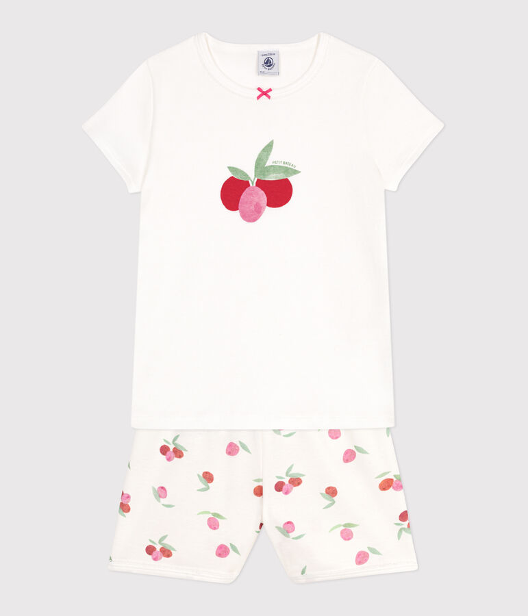 Kinder-Kurzpyjama aus Baumwolle mit Frucht-Motiv weiss MARSHMALLOW/weiss MULTICO