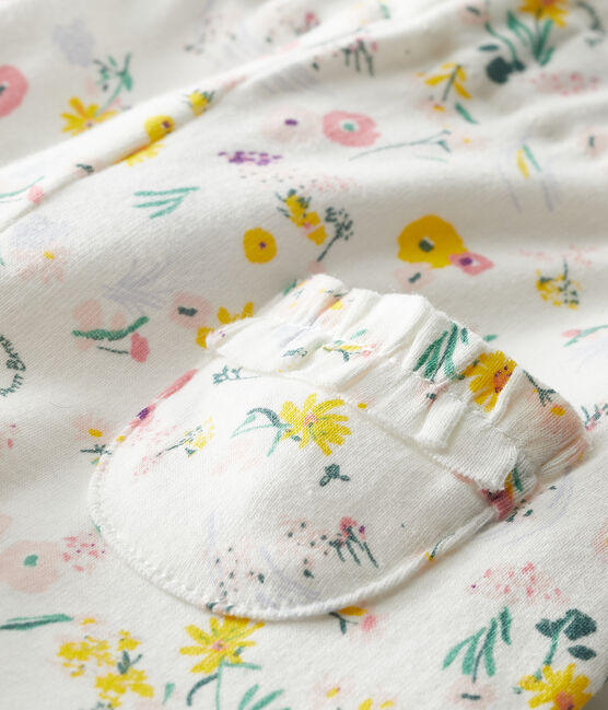 Gemusterte Baby-Hose für Mädchen weiss MARSHMALLOW/weiss MULTICO