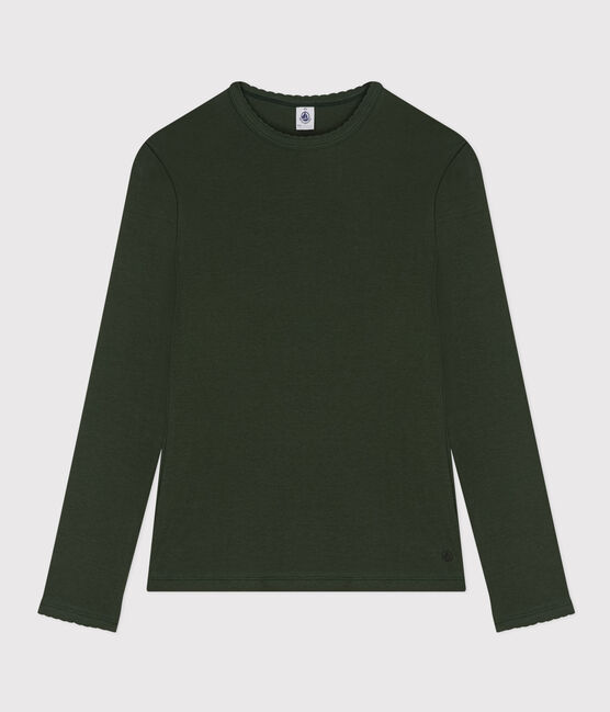 Damen-T-Shirt L’ICONIQUE aus Baumwolle mit Mäusezähnchen grün AVORIAZ