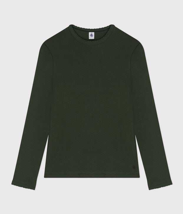 Damen-T-Shirt L&rsquo;ICONIQUE aus Baumwolle mit M&auml;usez&auml;hnchen gr&uuml;n