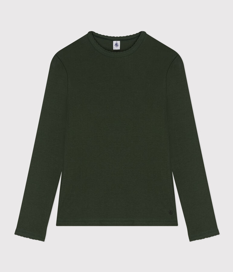 Damen-T-Shirt L&rsquo;ICONIQUE aus Baumwolle mit M&auml;usez&auml;hnchen gr&uuml;n