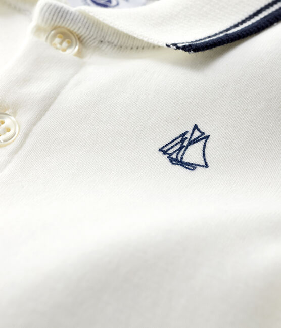 Baby-Polo-Kurzoverall für Jungen weiss MARSHMALLOW