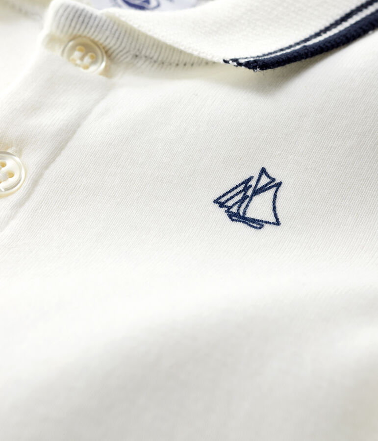 Baby-Polo-Kurzoverall f&uuml;r Jungen weiss MARSHMALLOW