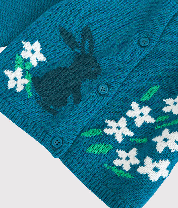 Baby-Cardigan aus Strickmaterial. blau