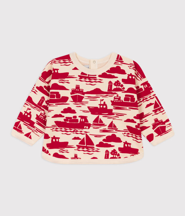 Baby-Sweatshirt aus bedrucktem Molton naturfarben/rot