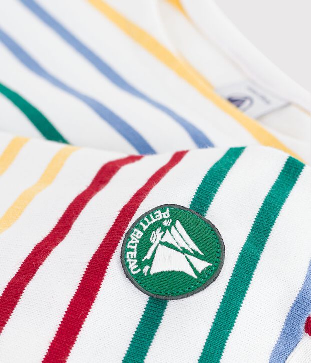 Kinder-Streifenshirt Marini&egrave;re aus Baumwolle weiss/vielfarbig