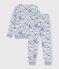 Kinder-Pyjama aus Nicki mit Schneemann-Motiv blau/vielfarbig