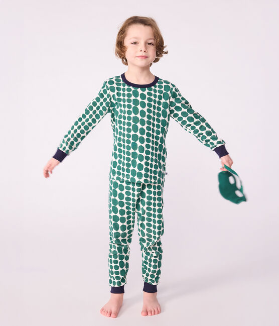 Kinder-Pyjama zum Verkleiden aus Baumwolle mit Krokodil-Motiv grün MILK/ EVERGREEN