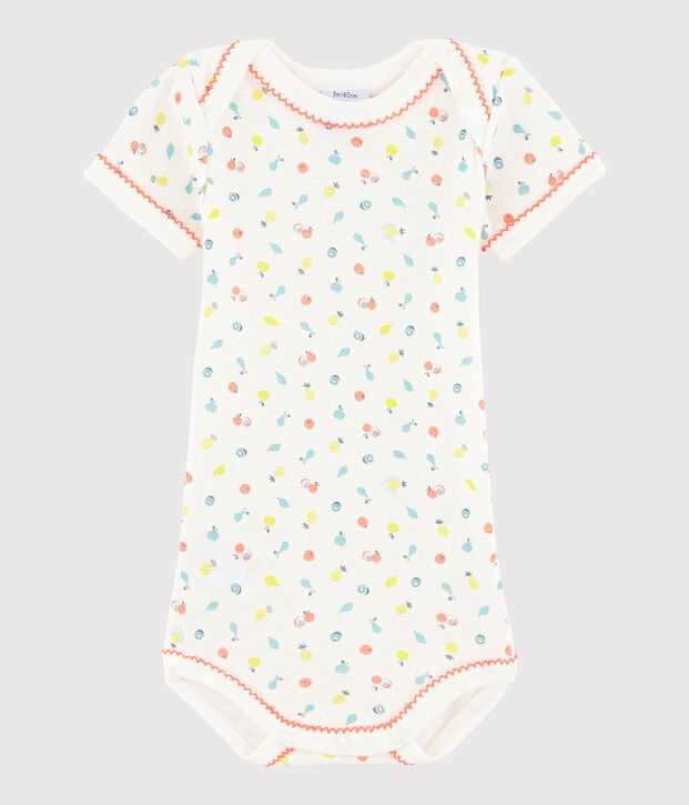 Kurz&auml;rmeliger Baby-Body M&auml;dchen weiss/vielfarbig