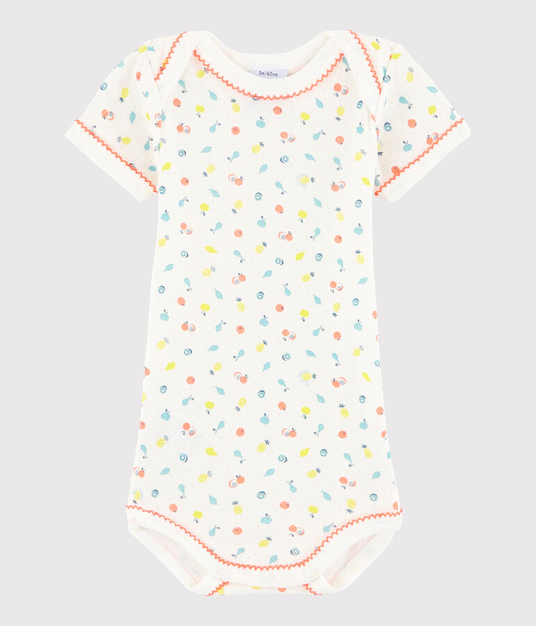 Kurz&auml;rmeliger Baby-Body M&auml;dchen weiss/vielfarbig