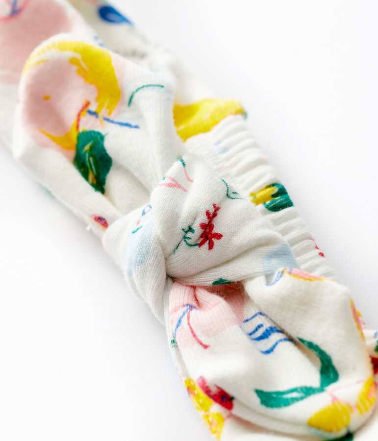 Kinder-Stirnband aus Baumwolle M&auml;dchen weiss/vielfarbig