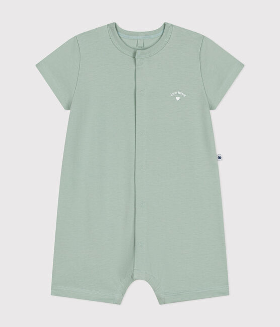 Kurzer Baby-Overall aus leichtem Jersey grün HERBIER