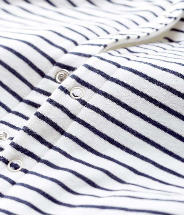 Emblematisches Baby-Cape aus wattiertem Rippstrick weiss/blau