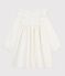 Langärmeliges Kinder-Kleid aus einfarbigem Fein-Cord. naturfarben MILK/ ARGENT