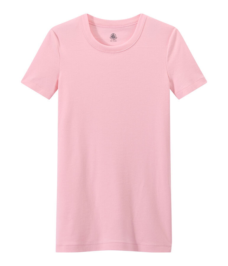 Damen-T-Shirt aus Original-Rippstrick rosa BABYLONE