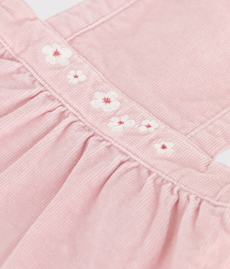 Baby-Kleid aus Fein-Cord mit Blumenstickerei am Bund rosa