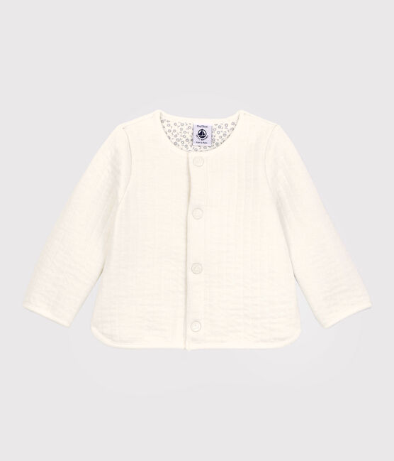 Baby-Cardigan aus gestepptem Doppeljersey. weiss MARSHMALLOW